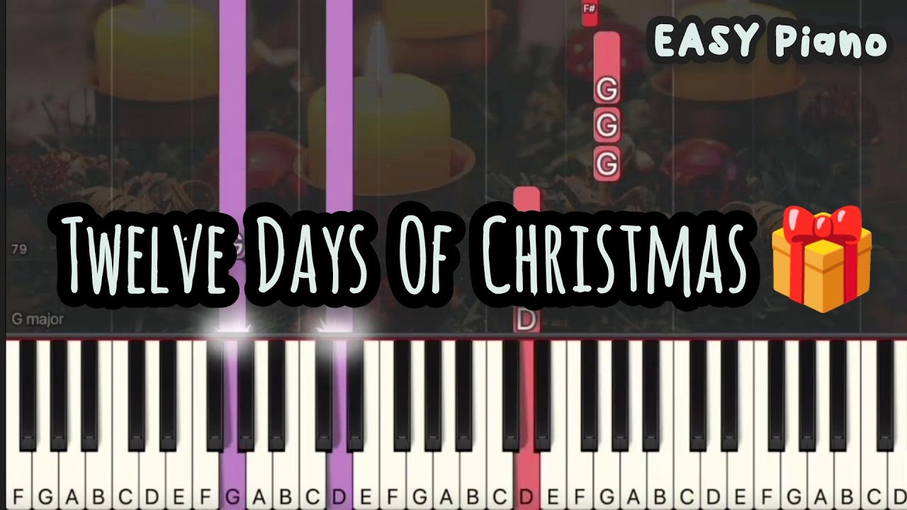 The Twelve Days of Christmas | Christmas Carol | X'mas Song  (Easy Piano, Piano Tutorial) Sheet