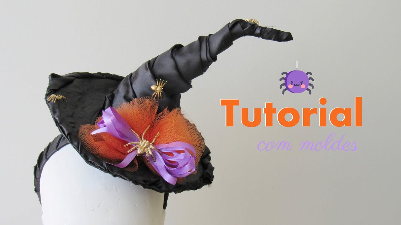 Como Fazer Chapéu de Bruxa: com cartolina e sem costura (witch's hat tutorial)