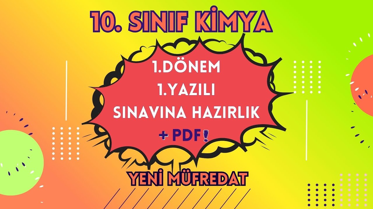 10. SINIF KİMYA | 1. DÖNEM 1. YAZILIYA HAZIRLIK + PDF📌 #kimya10 #10kimya #kimya #10kimyasınav
