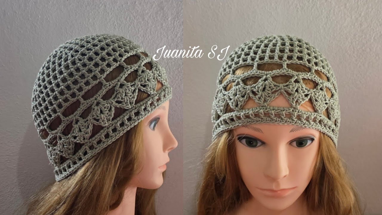 Gorro calado / Como tejer un Gorro calado o Casquete  / Mesh Hat tejido a crochet 
