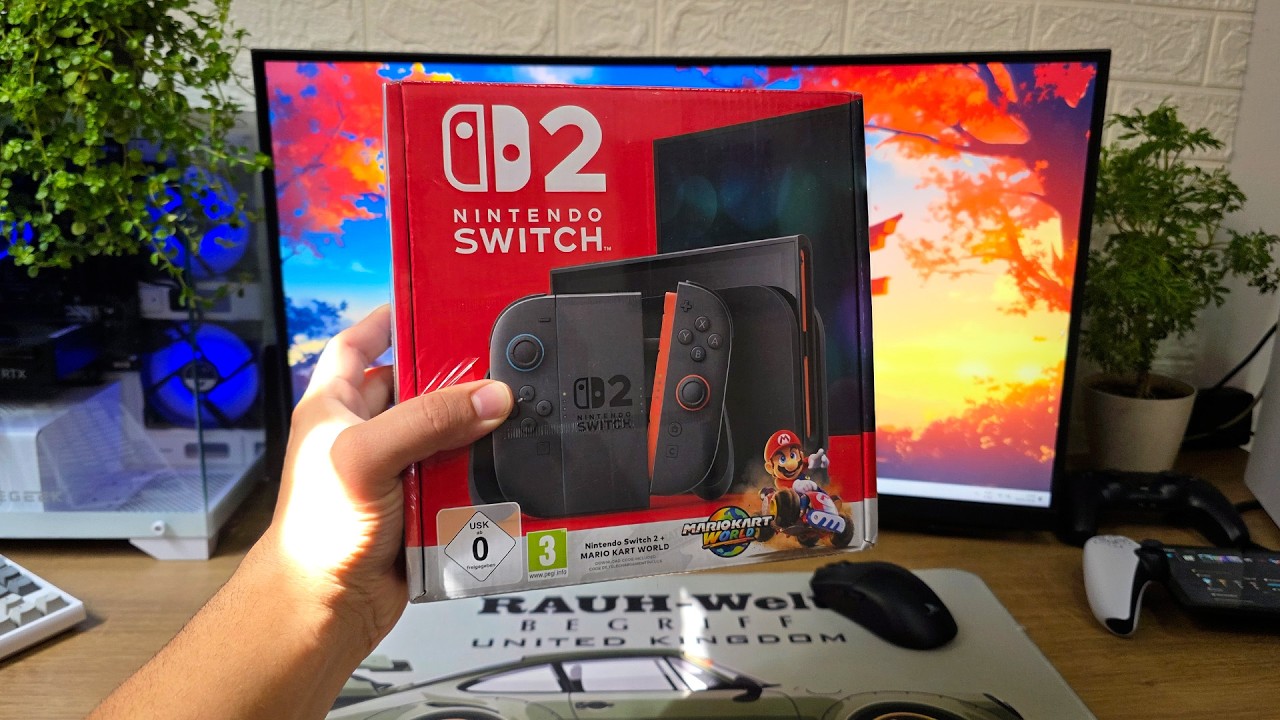 Nintendo Switch 2 Unboxing Mario Kart World configurações iniciais 2026