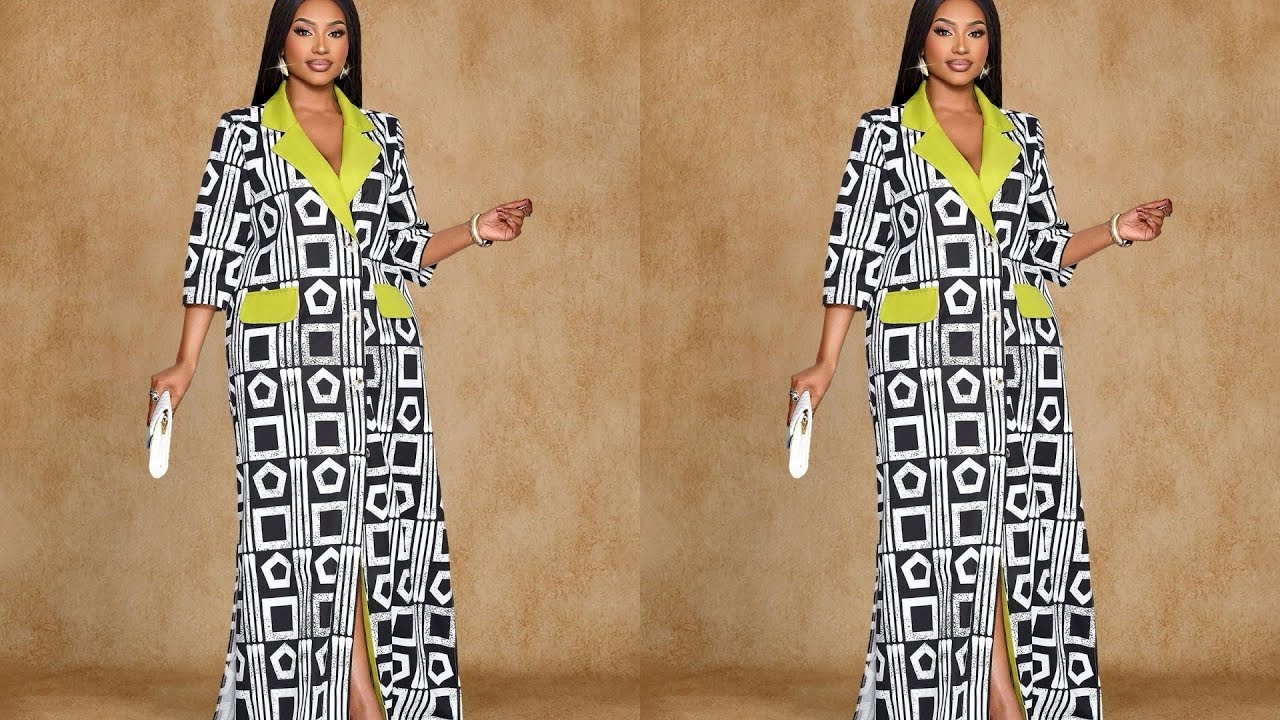 How to cut (draft) a trendy maxi bubu lapel and collar gown.