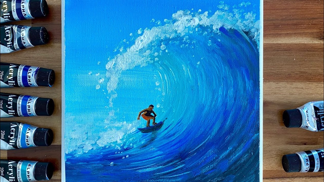 How to paint ocean wave | Acrylic painting for beginners | tutorial