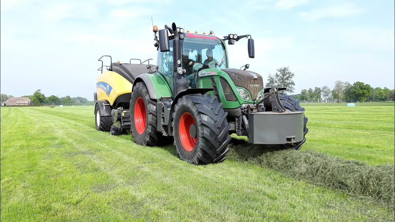 Balen persen/wikkelen-Fendt 724 Vario + New Holland-Fendt 712 Vario + McHale-loonbedrijf Blankespoor