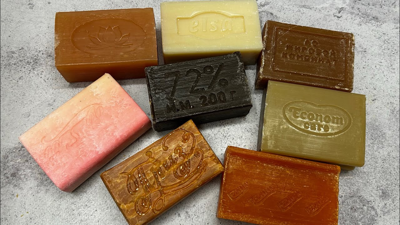 ASMR soap/ Dry soap cutting 🧡🤎🤍🩷/ Резка сухого мыла 