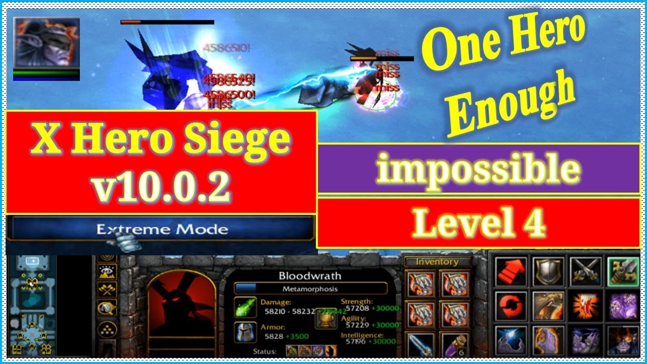 X Hero Siege 10.0.2 |Only one hero| Demond Hero |Solo 8 ways -Level 4 impossible +Extreme Mode