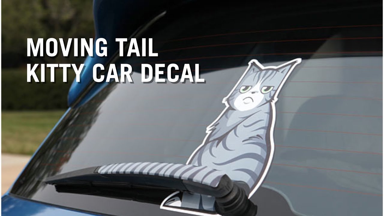 Moving Tail Kitty Car Decal from ThinkGeek