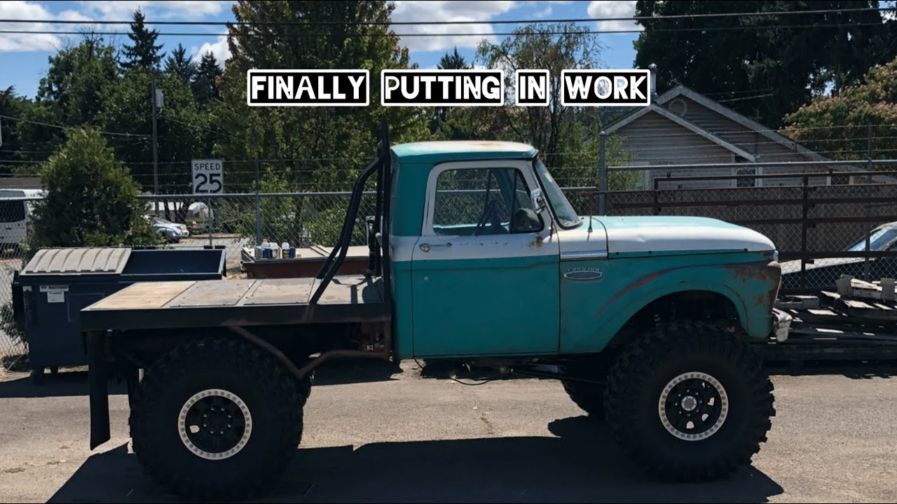 moving travel trailer with 66' ford crawler