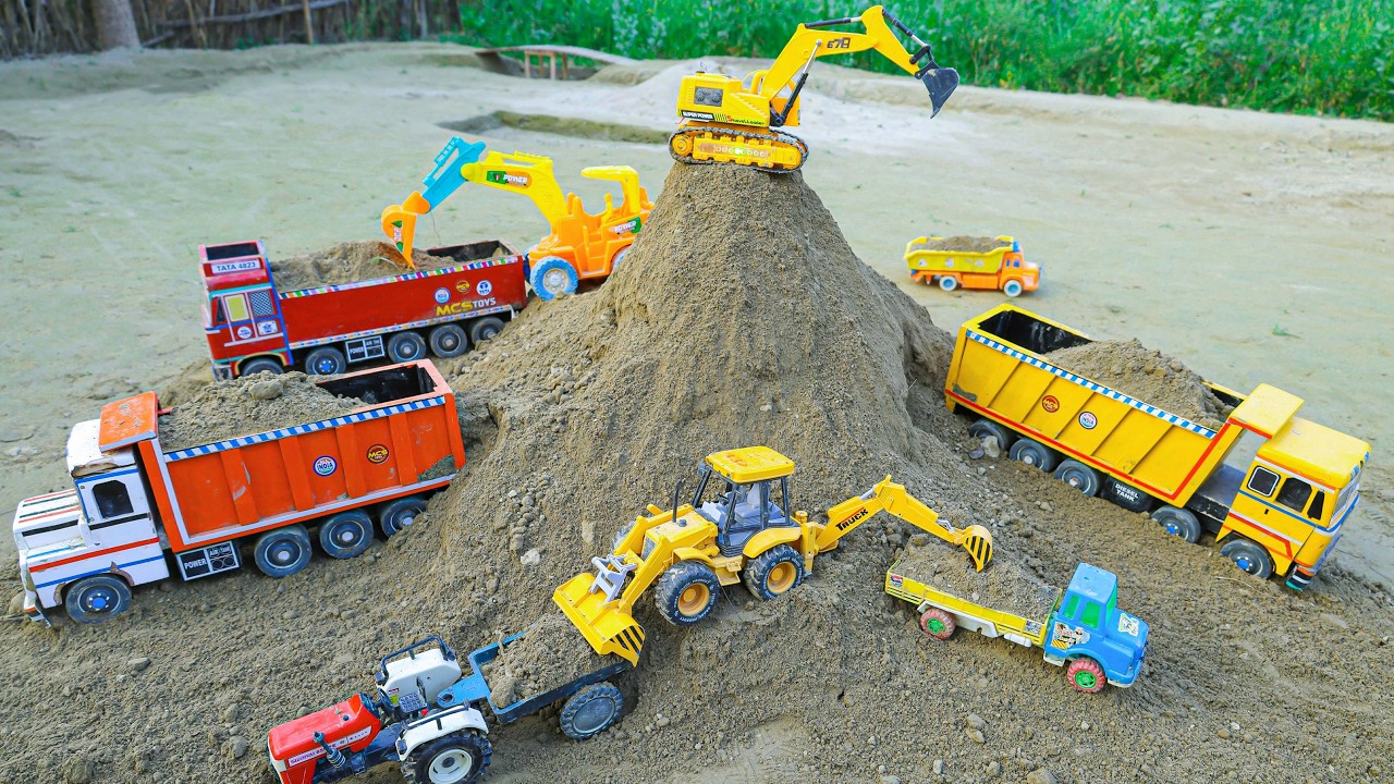 JCB 5CX Fully Loading Mud Tata Truck Swaraj Tractor Tipper | Jcb Tractor Cartoon | Jcb Ki Khudai