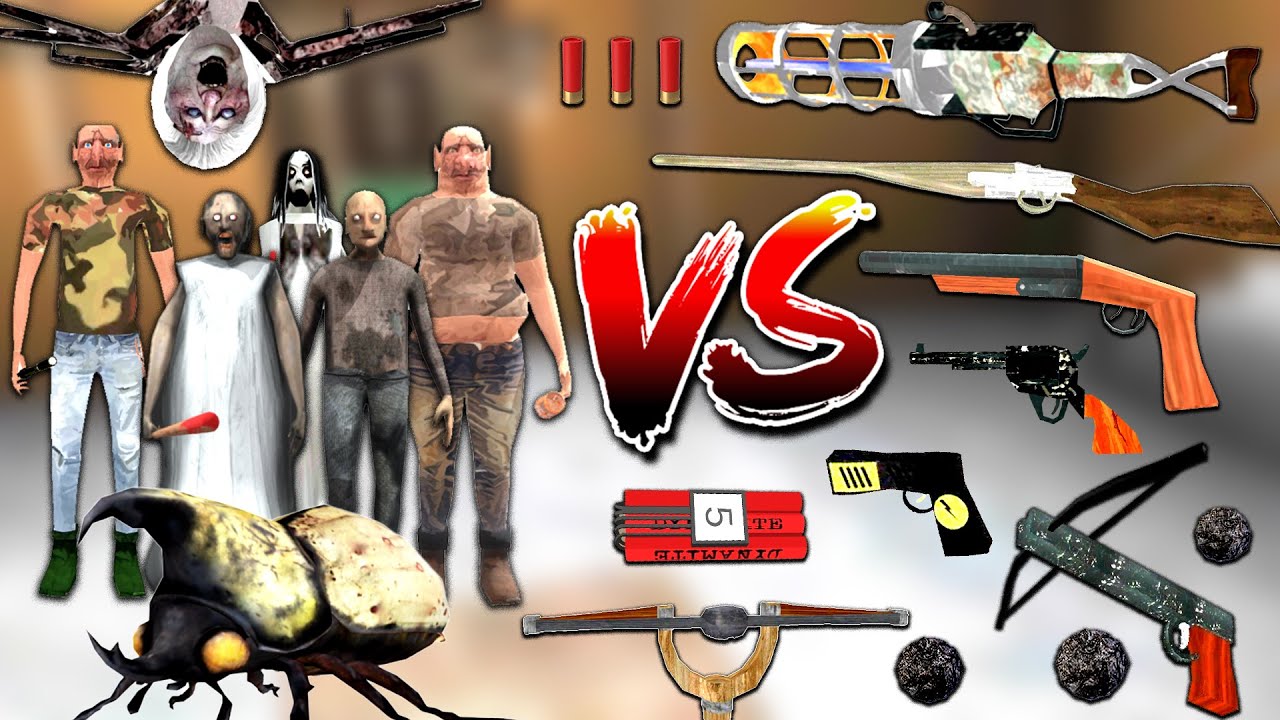 The Twins Family With Granny Family Vs All Weapons