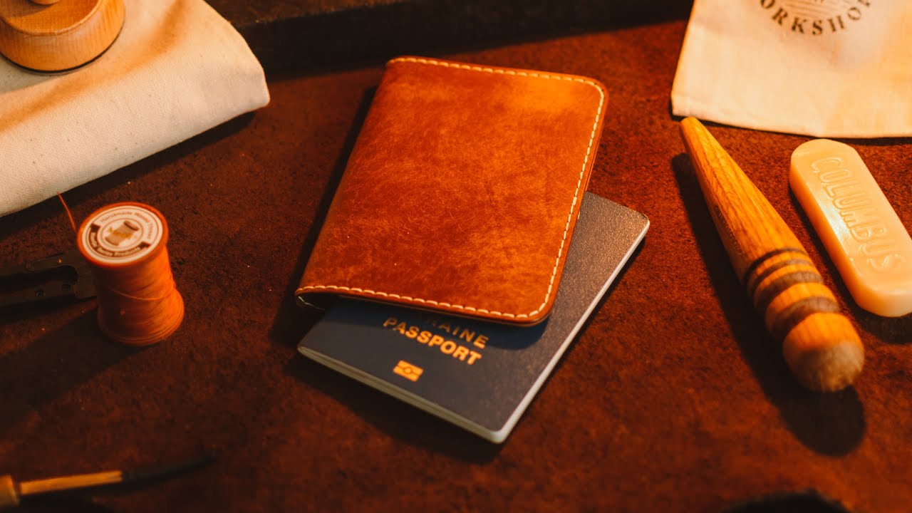 Making a HANDMADE LEATHER PASSPORT WALLET with Azteca leather | ASMR | DIY Leather Working