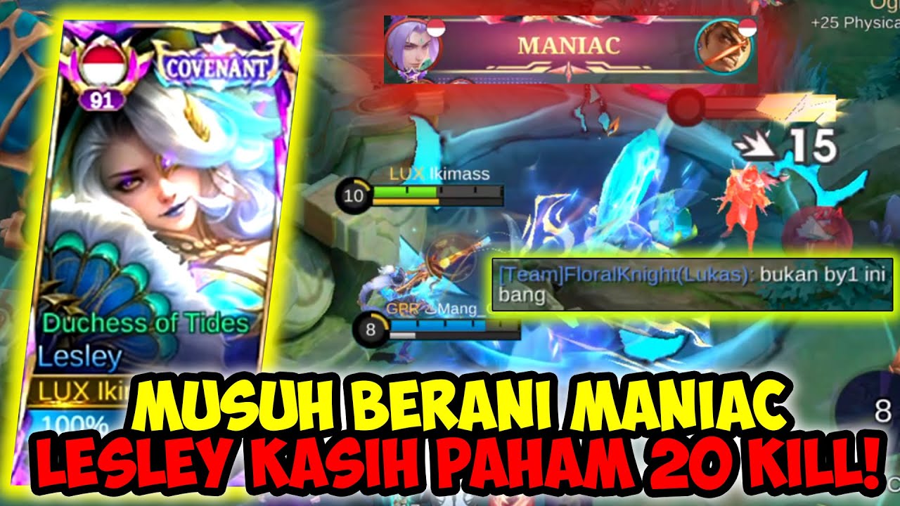 MANIAC DIBALAS COMEBACK! 20 KILL LESLEY SAMPE FREDRIN MENANGIS! | Top Global Lesley Build Tersakit