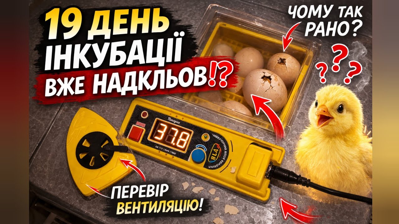 19 день інкубації… і вже надкльов? Перевіряйте вентиляційні отвори на завершальній стадії інкубації.
