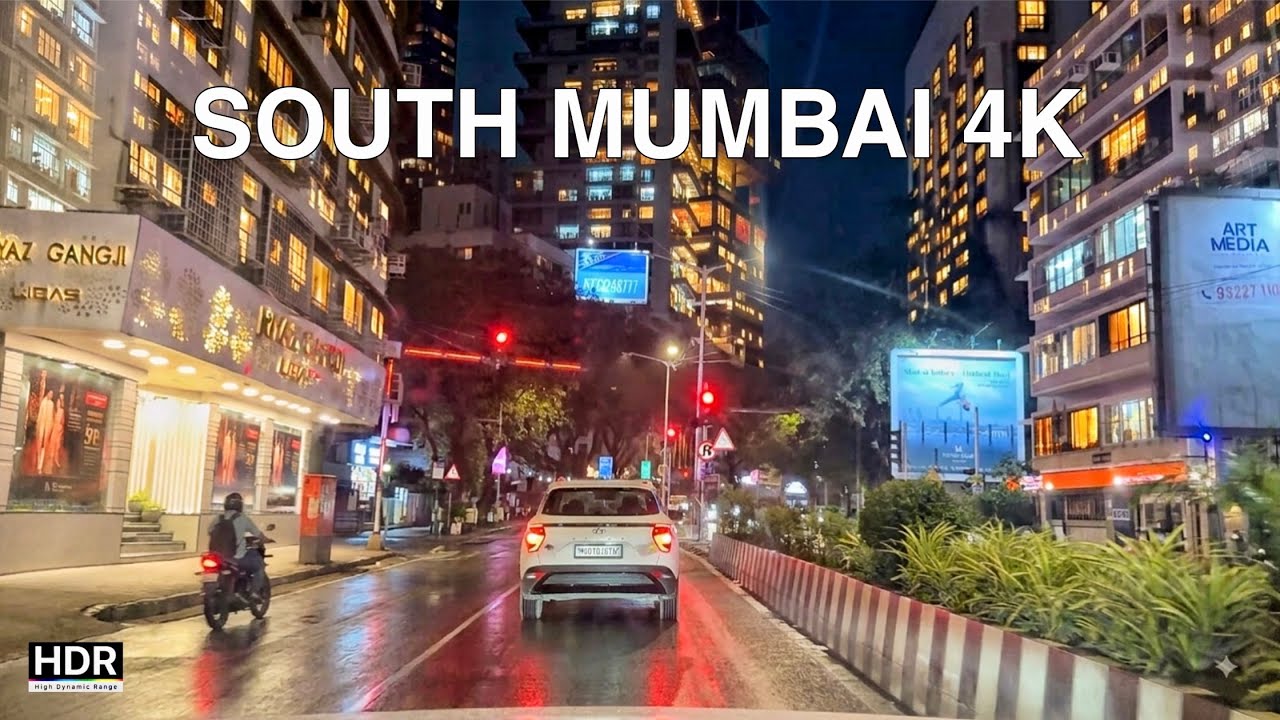 South Mumbai 4K - Rainy Night Drive - India 