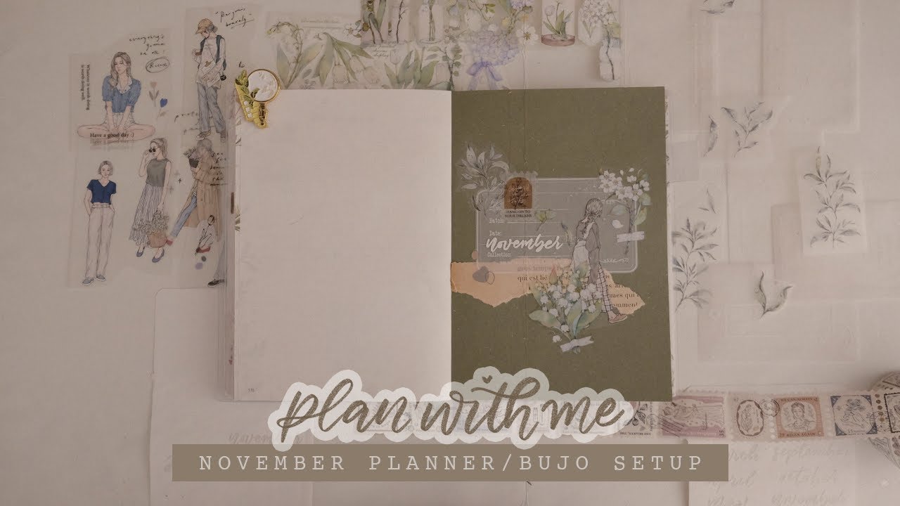 358 PLAN WITH ME; November title page on my Meow illustration bullet journal/planner