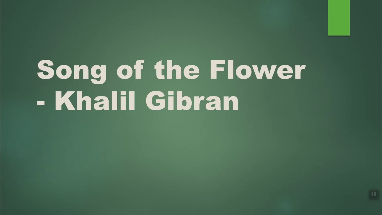 Song of the flower- Khalil Gibran. Class x Bosem English