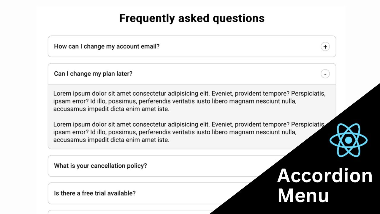 How to Create Simple Accordion using React | HTML, CSS & JavaScript