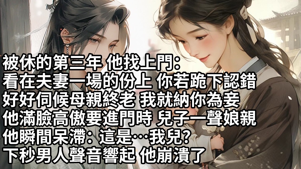 【一口氣看完】被休的第三年 他找上門：看在夫妻一場的份上 你若跪下認錯，好好伺候母親終老 我就納你為妾，他滿臉高傲要進門時 兒子一聲娘親，他瞬間呆滯：這是…我兒？下秒男人聲音響起 他崩潰了