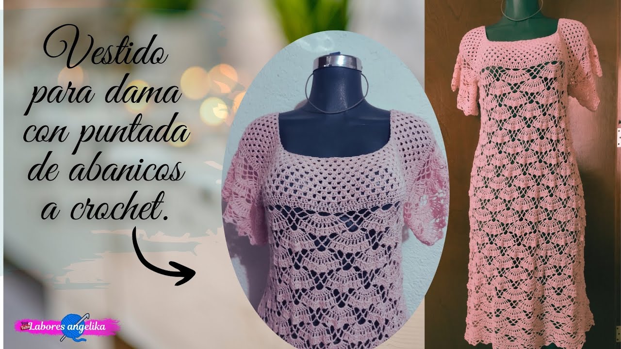 Vestido para dama con puntada de abanicos a crochet #tejido #crochet #tutorial