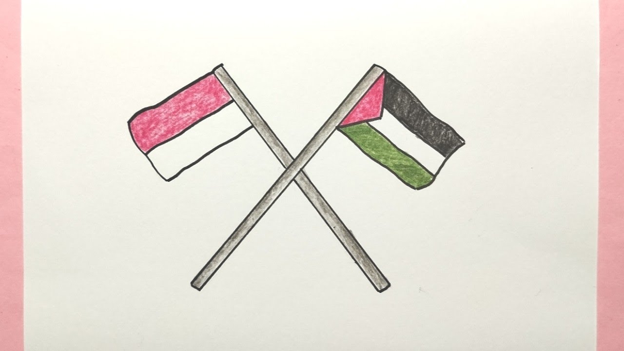 Cara Menggambar Bendera Palestina dan Bendera Indonesia - Save Palestine