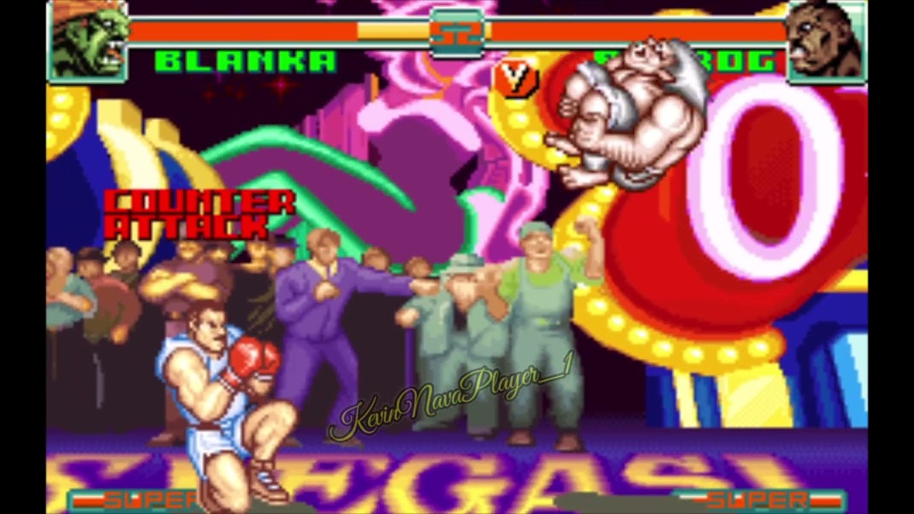 SuperStreetFighter2TurboRevival) GBA Modo Arcade Blanka VS Balrog nivel experto del CPU 