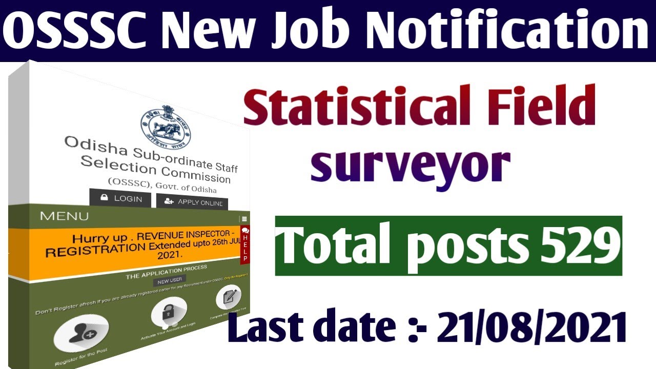 OSSSC SFS Recruitment 2021 // Total posts 529 // statistical Field surveyor