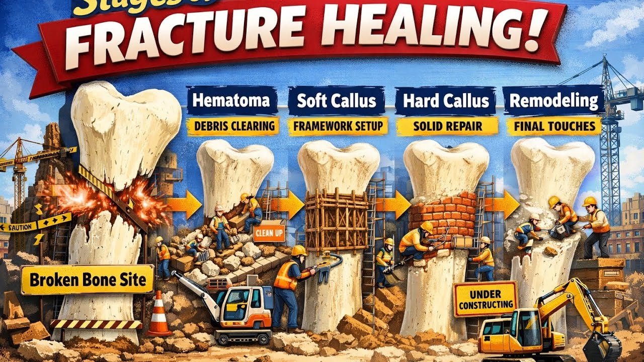 STAGES OF FRACTURE HEALING#biology#science#medical#physiotherapist#orthopedics#study#physiotherapy 