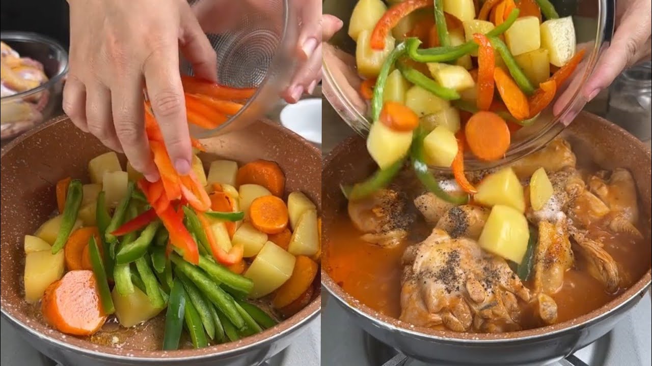 Aprendi Esse truque Genial! Com Frango e Legumes! Faça Essa Receita e Surpreenda! Comidas Práticas. 