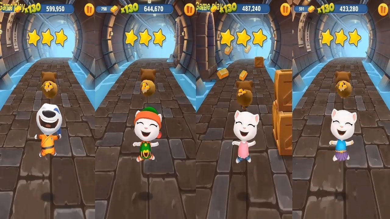 Talking Tom Gold Run KUNG FU HANK vs Elf Angela vs Talking Angela vs Neon Angela Catch the Raccoon