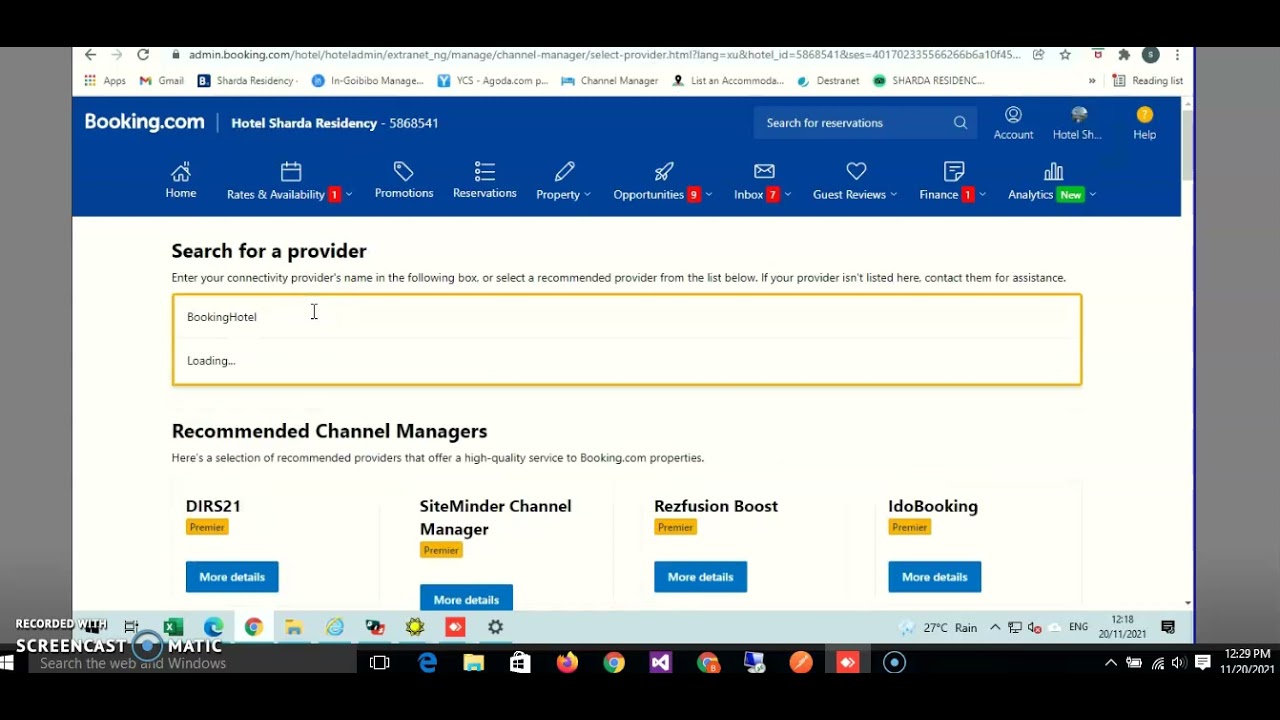 Booking com Request For Channel Manager