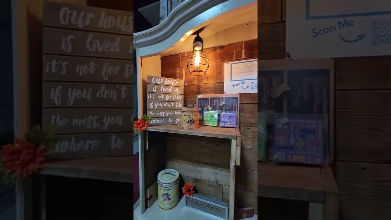 Antique furniture repurposed for a modern coffee station