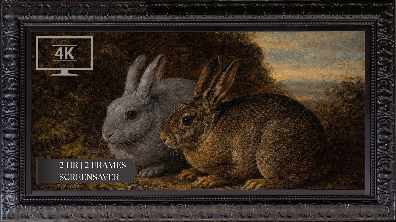 Moody Easter Bunny Wallpaper - 4K Fine Art TV Screensaver | 2 Frame Options, 2 Hour Video, No Sound