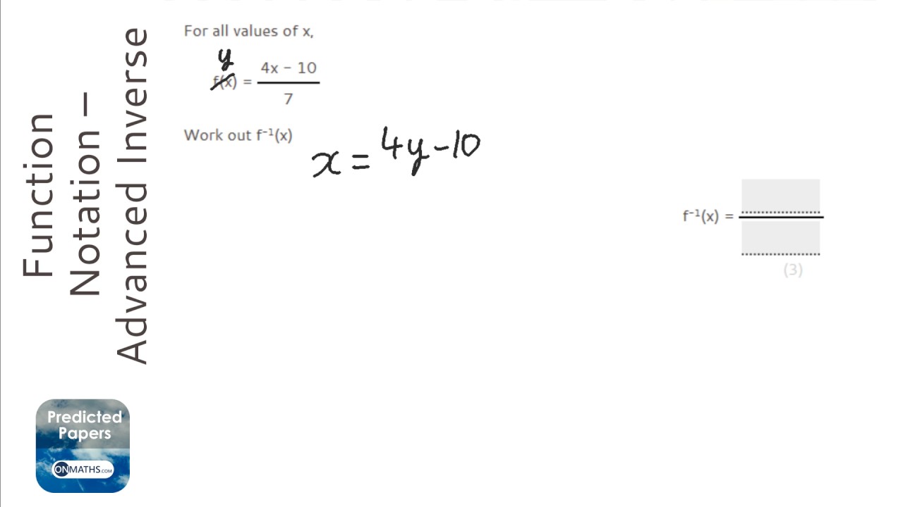 Function Notation: Advanced Inverse Function (Grade 8) - OnMaths GCSE Maths Revision
