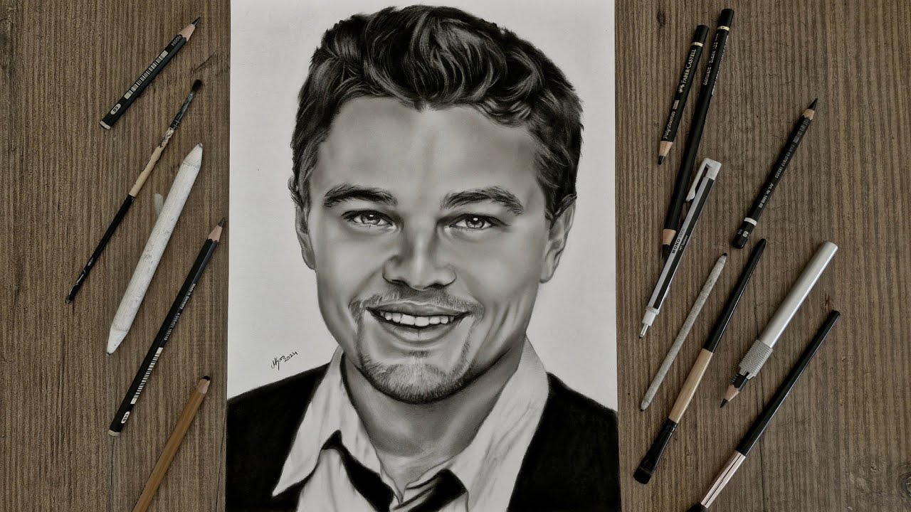How to draw a realistic Leonardo Dicaprio portrait? Step by step drawing tutorial
