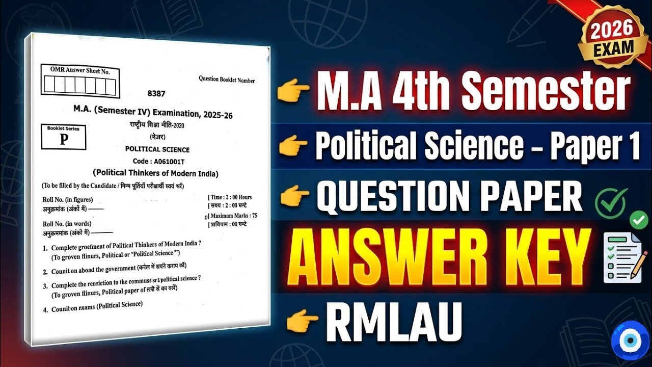 Ma 4th Semester Political Science Paper 1 Question Paper Answer Key MCQ 💥Political Thinkers of India