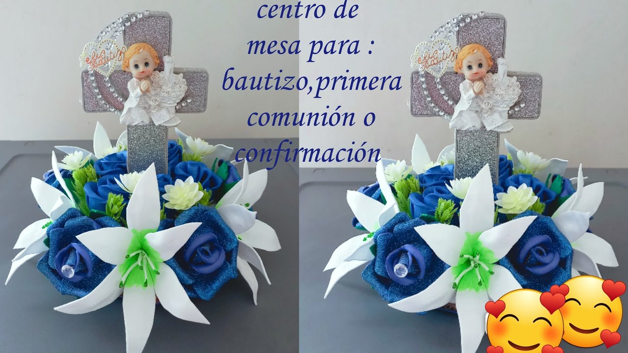 CENTRO DE MESA PARA BAUTIZO, PRIMERA COMUNIÓN O CONFIRMACIÓN #diy #centerpieces #flower #2023