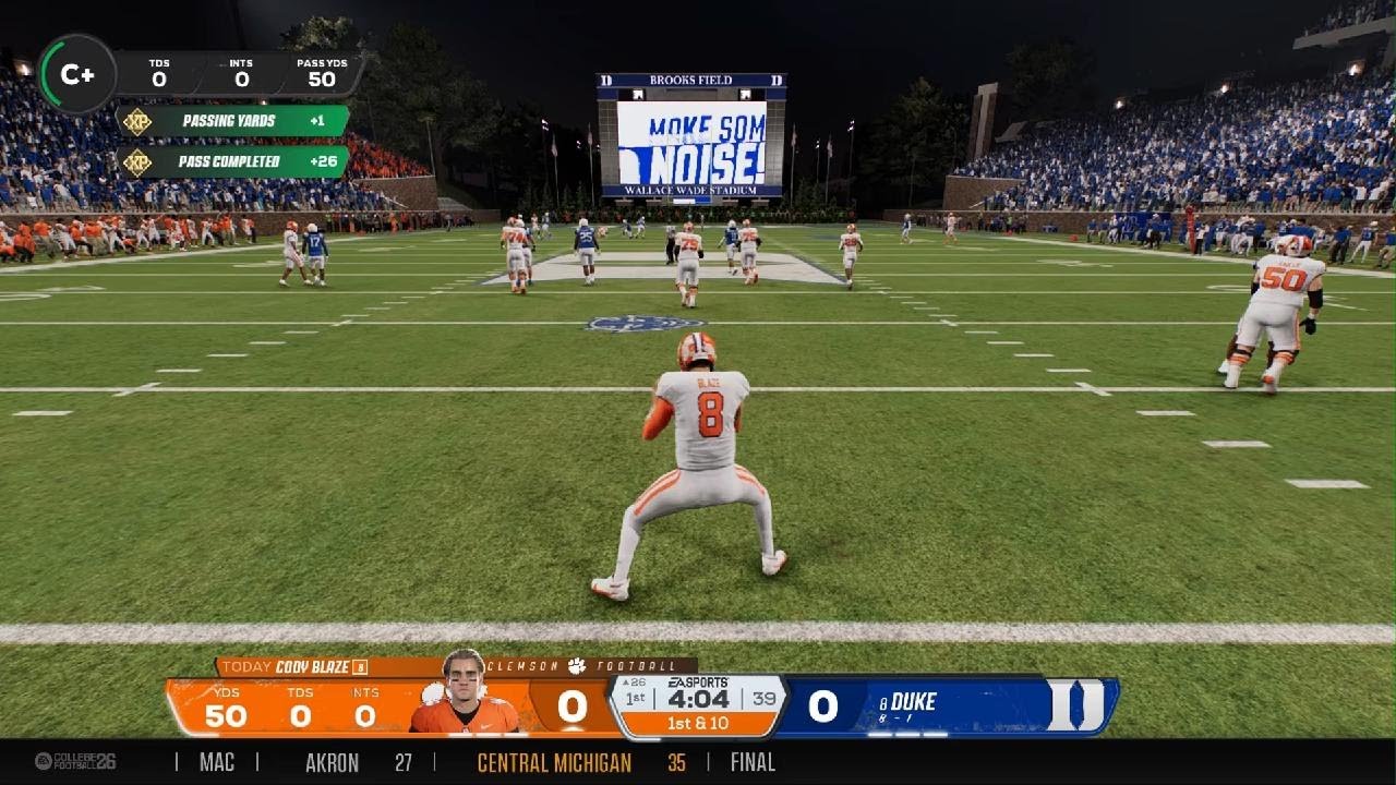 Duke Blue Devils vs. Clemson Tigers. #10th video on Road to Glory CFB 26