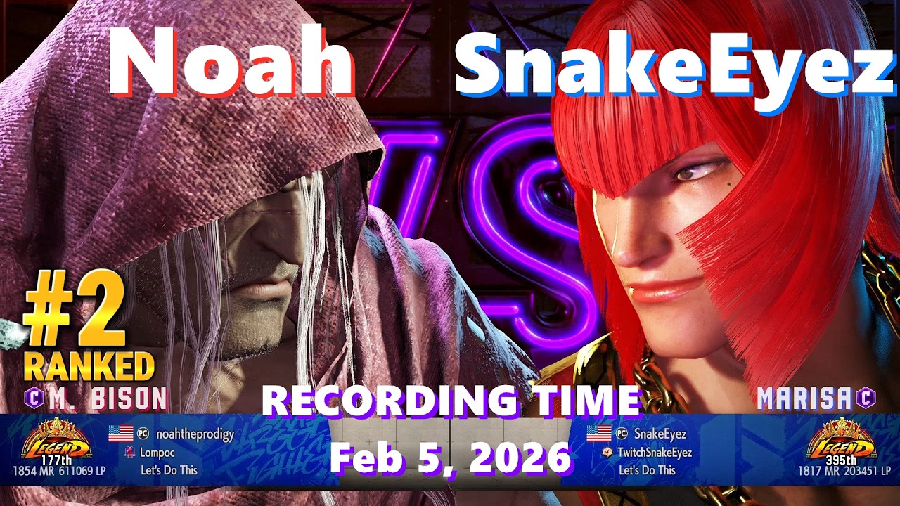 SF6⚡Noah (#2 Ranked M.Bison) vs SnakeEyez (Legend Rank Marisa)⚡High Level Gameplay