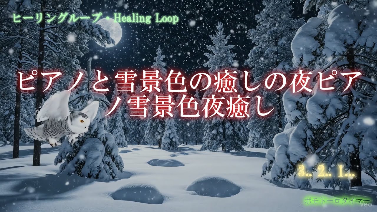 【ヒーリング ループ/Healing Loop】ピアノと雪景色の癒しの夜 癒し うっとり 夢音安眠 森撫心寝 瞑想快楽 BGM MV
