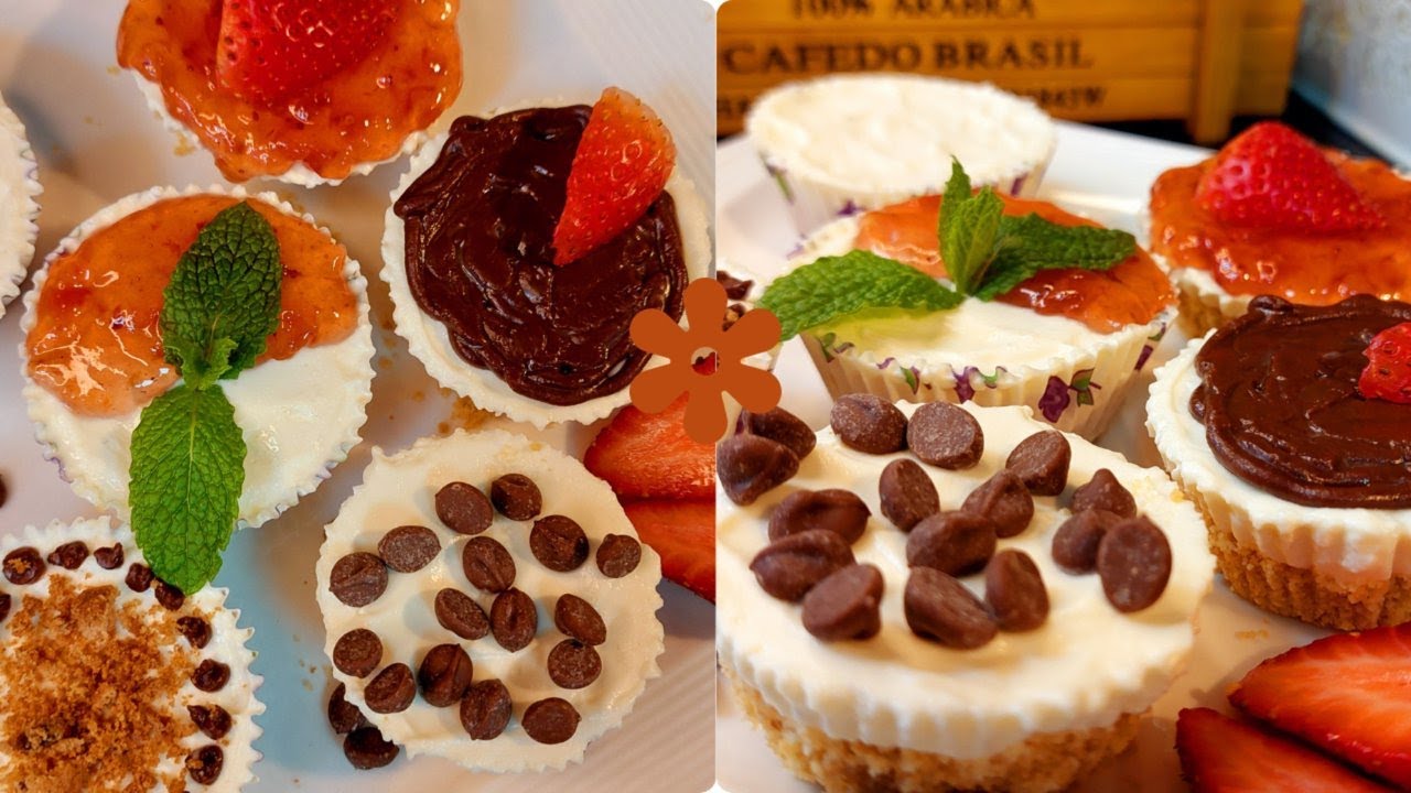 PERFECT PARTY DESSERT! || NO-BAKE MINI CHEESECAKES WITH STRAWBBERRY AND CHOCOLATE