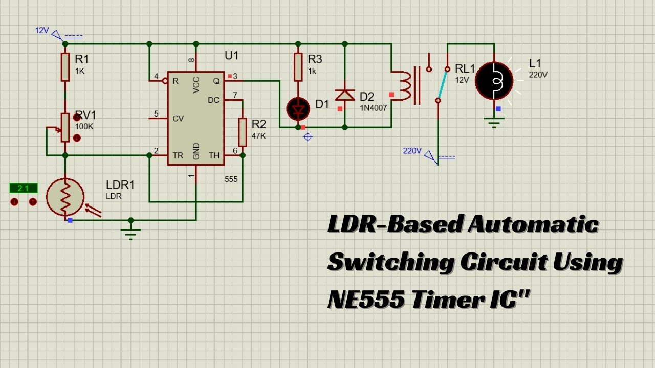 Light-Activated Relay Circuit Using 555 Timer and LDR