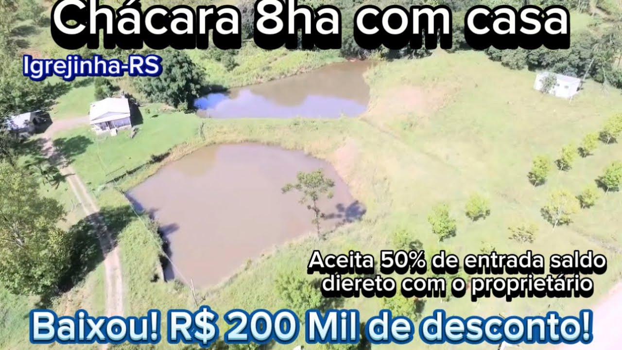 Baixou! R$ 200 Mil de desconto. 8ha com casa em Igrejinha-R$