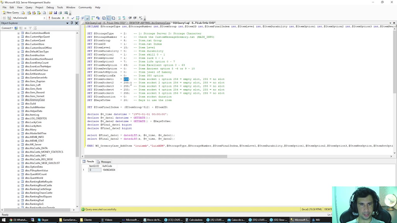 JogandoMu - Sql Script to add items in the Gremory Case(Guide)