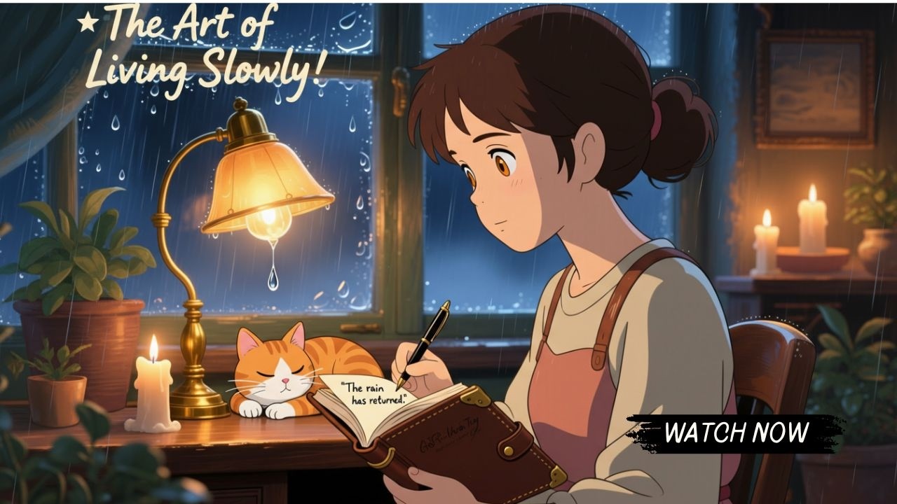 Rainy night solitude | Writing in a diary and the comfort of a small lamp 🕯️