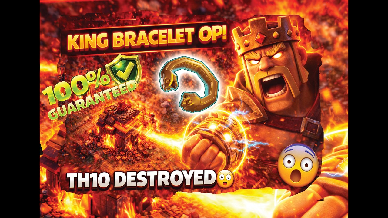 TH10 Destroyed in Seconds?! 😳 King Bracelet OP🔥 #ClashOfClans #TH10 #coc