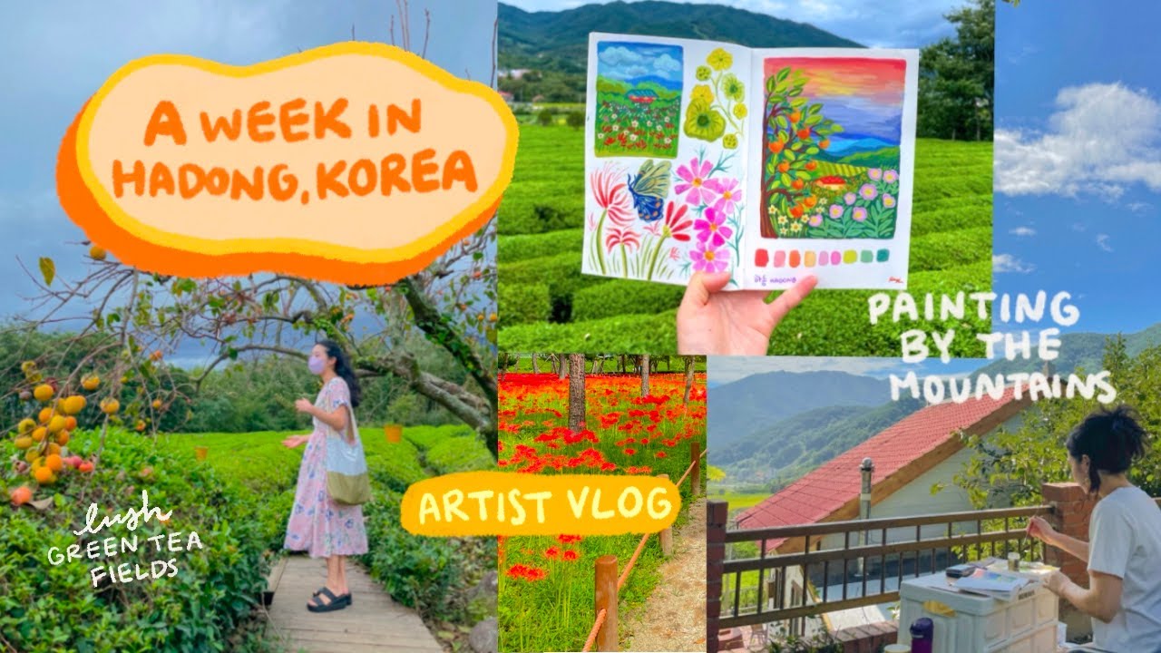 a week in Hadong-gun, Korea 🍊cozy tea cafes and painting in my travel sketchbook 📙