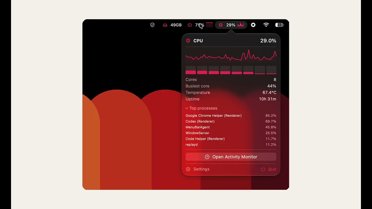 mectrics &mdash; macOS menu bar system monitor