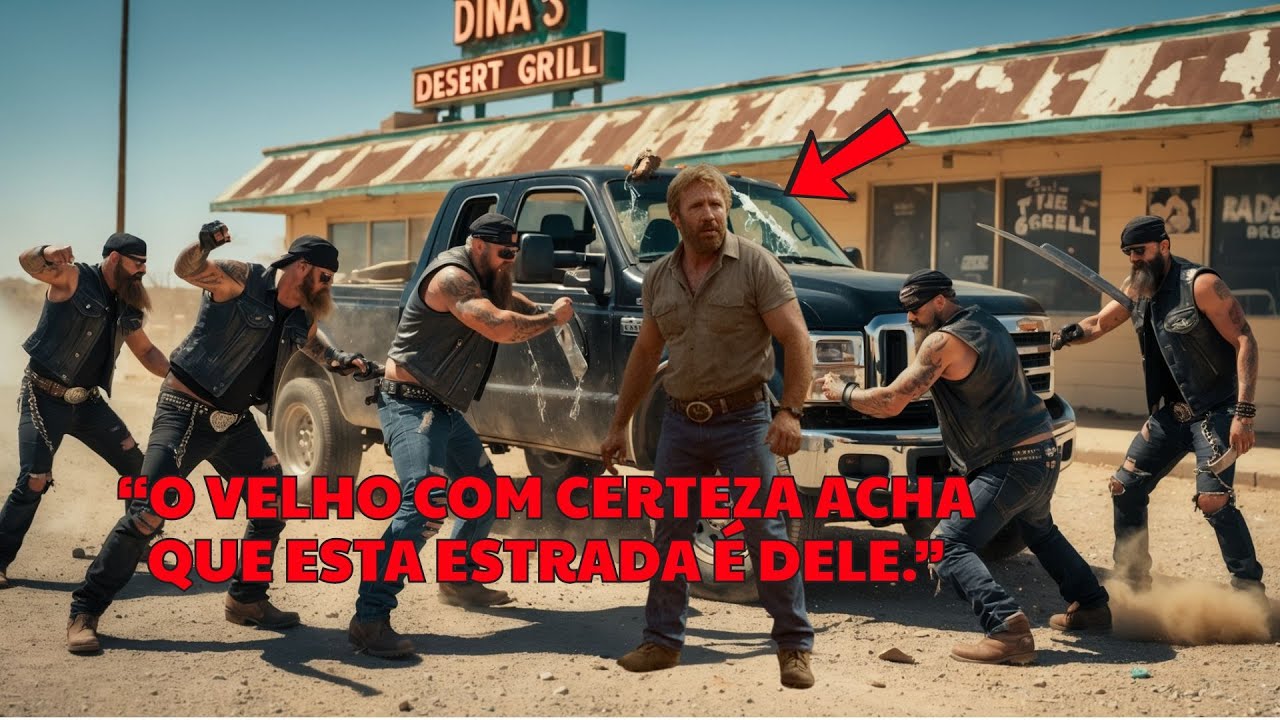Motoqueiros destruíram o carro de Chuck Norris, mas ele lhes deu uma lição de dor.