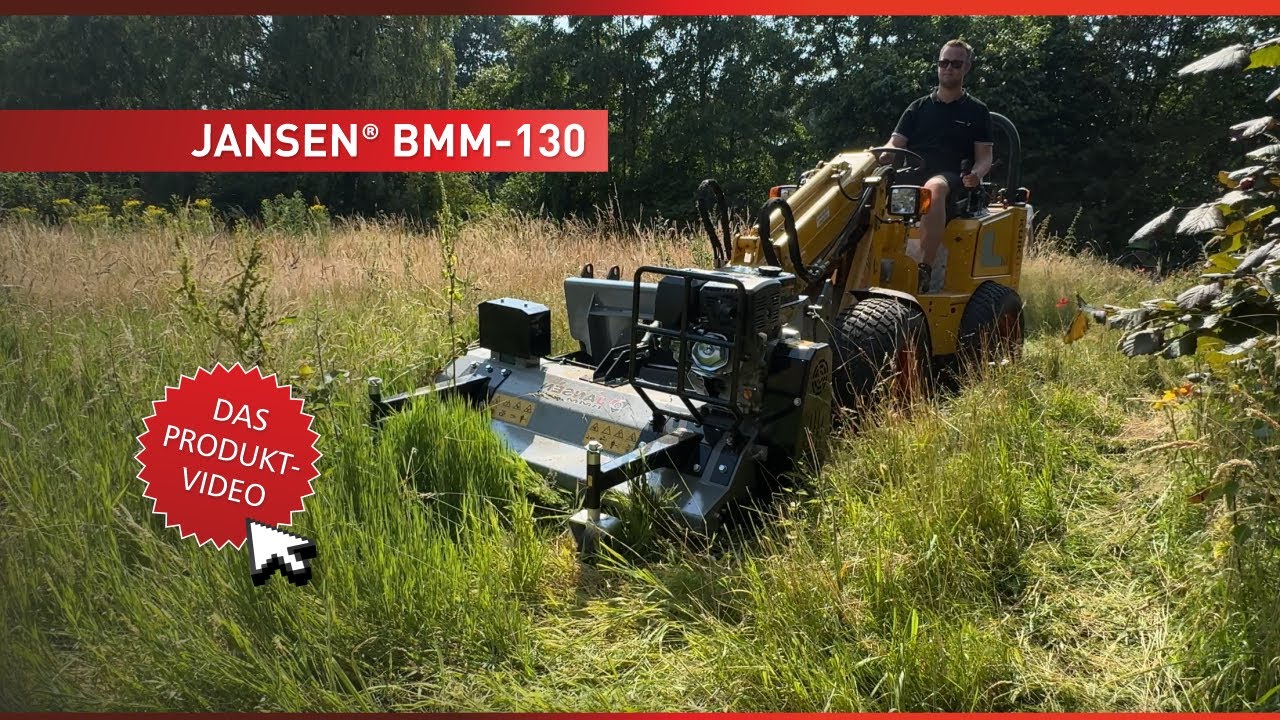 DER FRONTMULCHER JANSEN® BMM-130 MIT BENZINMOTOR UND EUROAUFNAHME. NEU UND EINZIGARTIG AM MARKT!