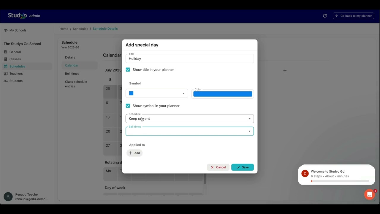 Creating your school schedule